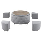 Pouf de rangement rond gris d'intérieur pour cocktail
