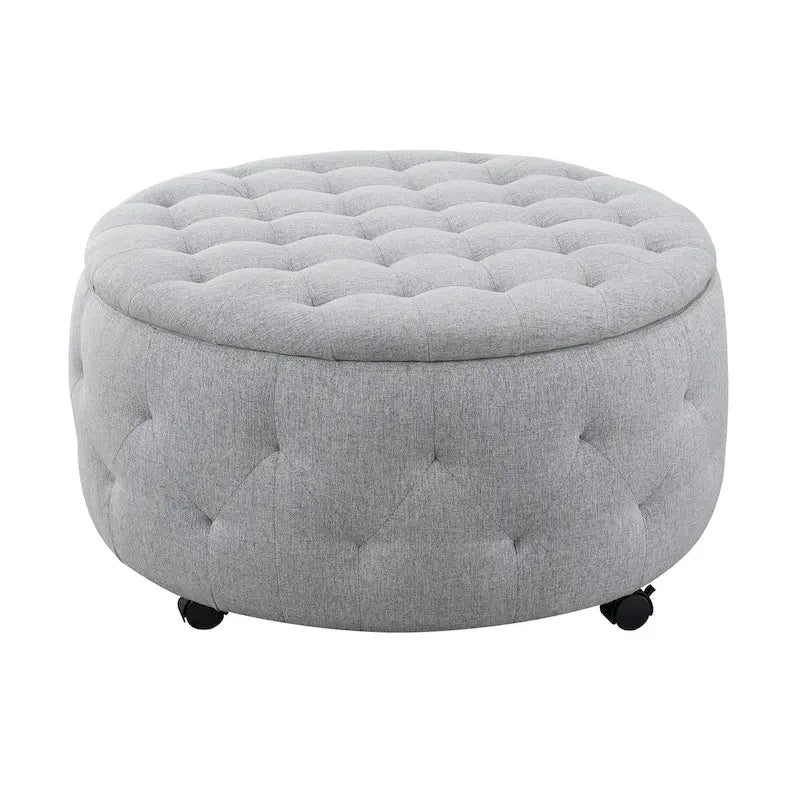Pouf de rangement rond gris d'intérieur pour cocktail