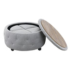 Pouf de rangement rond gris d'intérieur pour cocktail