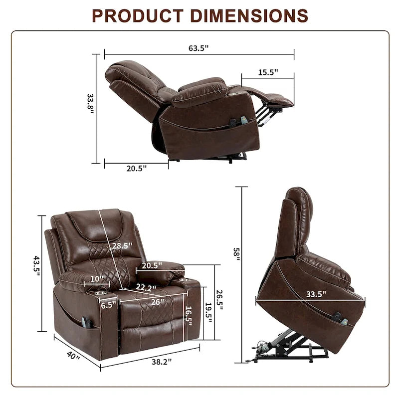 Fauteuil inclinable électrique surdimensionné, fauteuil releveur électrique pour personnes âgées, 400 lbs.