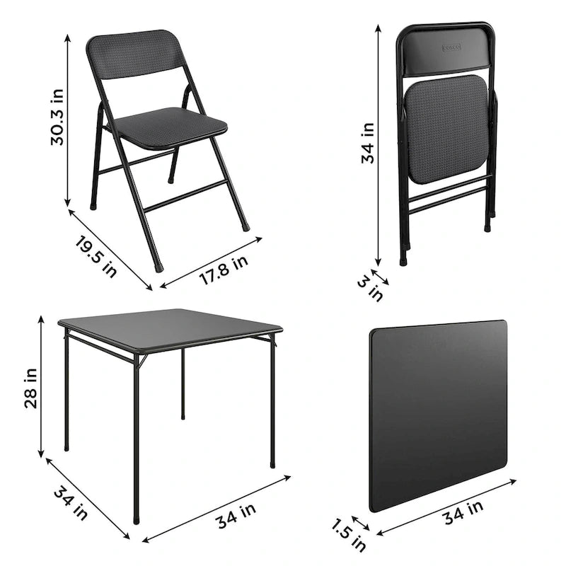 Ensemble table pliante en vinyle et chaises en tissu COSCO 5 pièces - 5 pièces