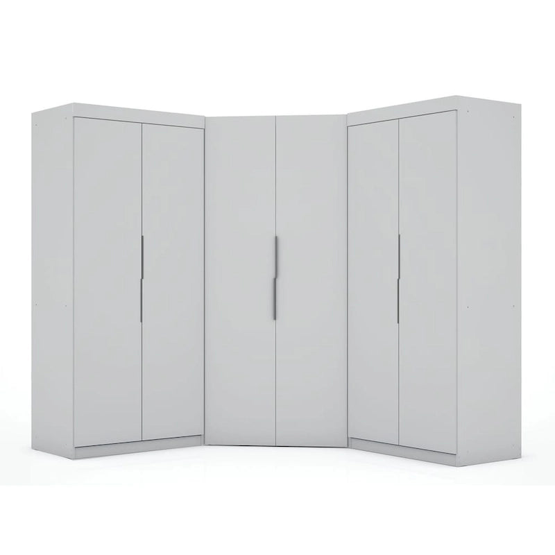 Armoire d'angle moderne Mulberry à 3 sections et 4 tiroirs
