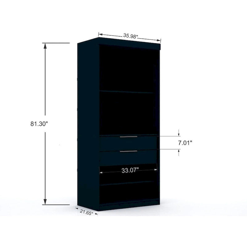Armoire d'angle moderne Mulberry à 3 sections et 4 tiroirs