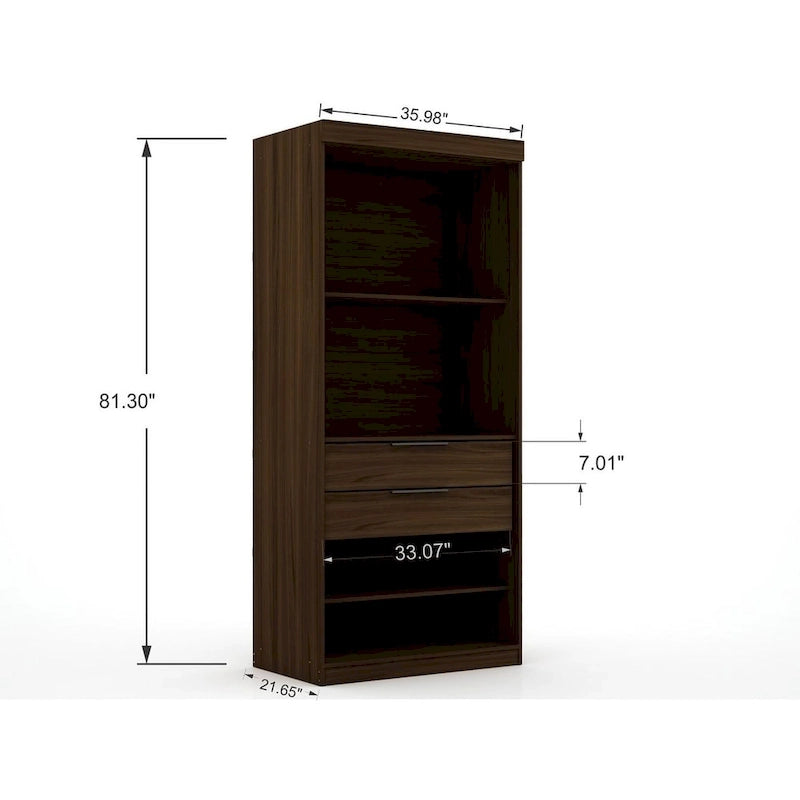 Armoire d'angle moderne Mulberry à 3 sections et 4 tiroirs
