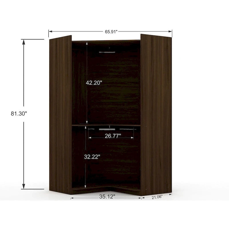 Armoire d'angle moderne Mulberry à 3 sections et 4 tiroirs