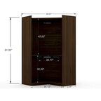 Armoire d'angle moderne Mulberry à 3 sections et 4 tiroirs