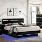 Benvolio Contemporary Black LED Light Platform Bed by Furniture of America