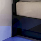 Lit plateforme contemporain Benvolio avec éclairage LED noir, par Furniture of America