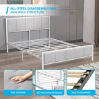 Cadre de lit Mixoy, lit plateforme recouvert de lin pour chambre à coucher, cadre de lit avec tête de lit capitonnée, sommier non requis