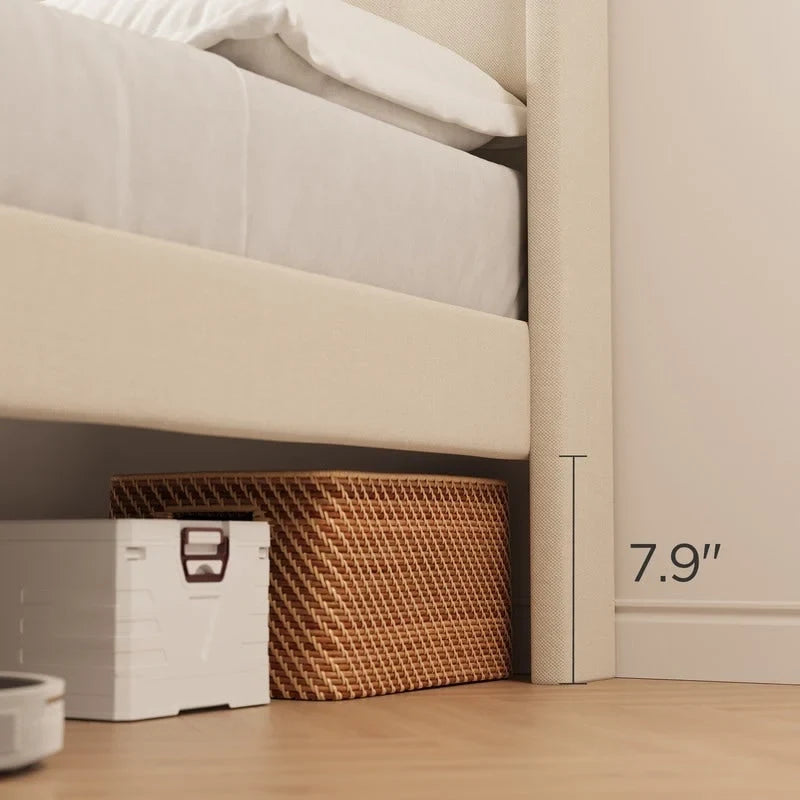 Cadre de lit plateforme moderne rembourré, cadre de lit en velours avec tête de lit à oreilles