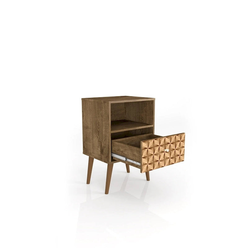 Table de chevet Liberty 1.0 style moderne du milieu du siècle, à 1 tiroir