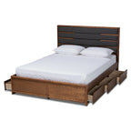 Lit coffre Elin moderne et contemporain, recouvert de tissu et en bois, avec plateforme.