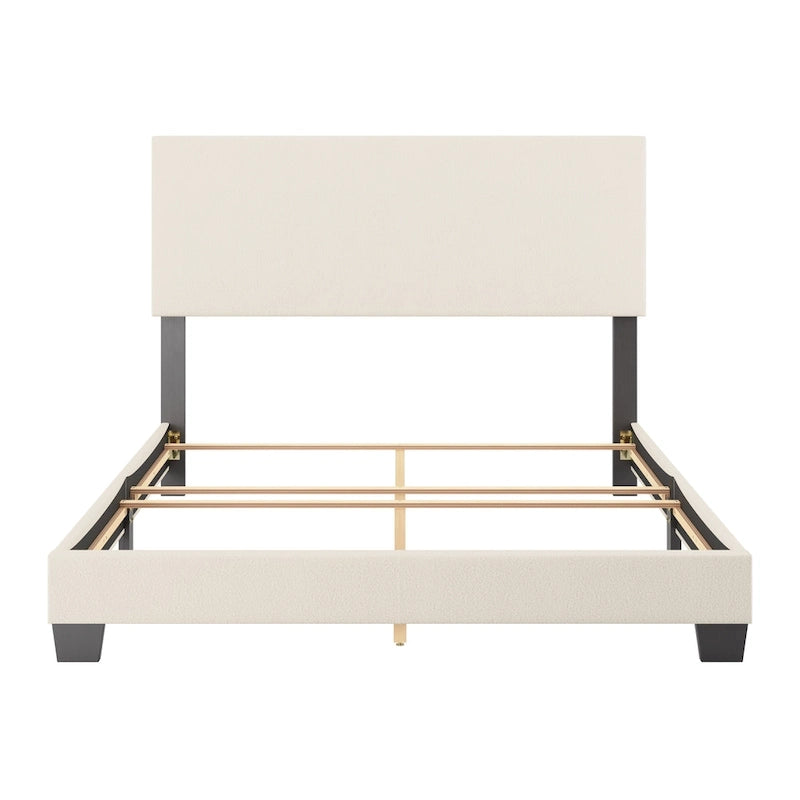 Lit Nova capitonné en boucle moderne, sommier requis