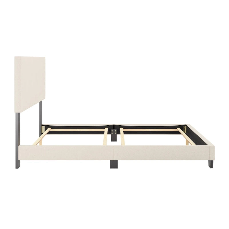 Lit Nova capitonné en boucle moderne, sommier requis