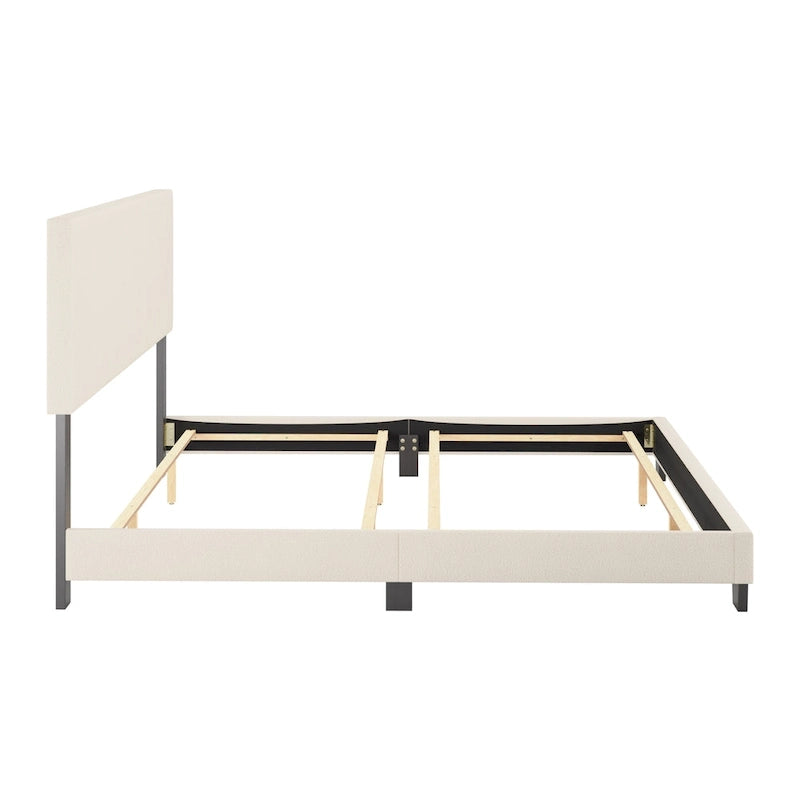 Lit Nova capitonné en boucle moderne, sommier requis