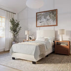 Lit Nova capitonné en boucle moderne, sommier requis