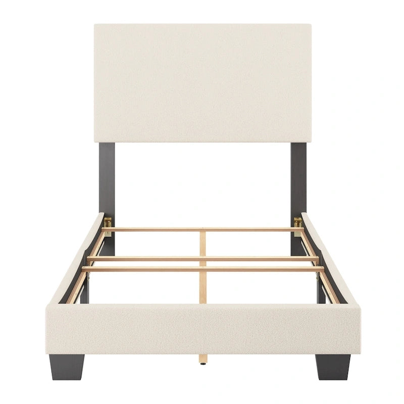 Lit Nova capitonné en boucle moderne, sommier requis