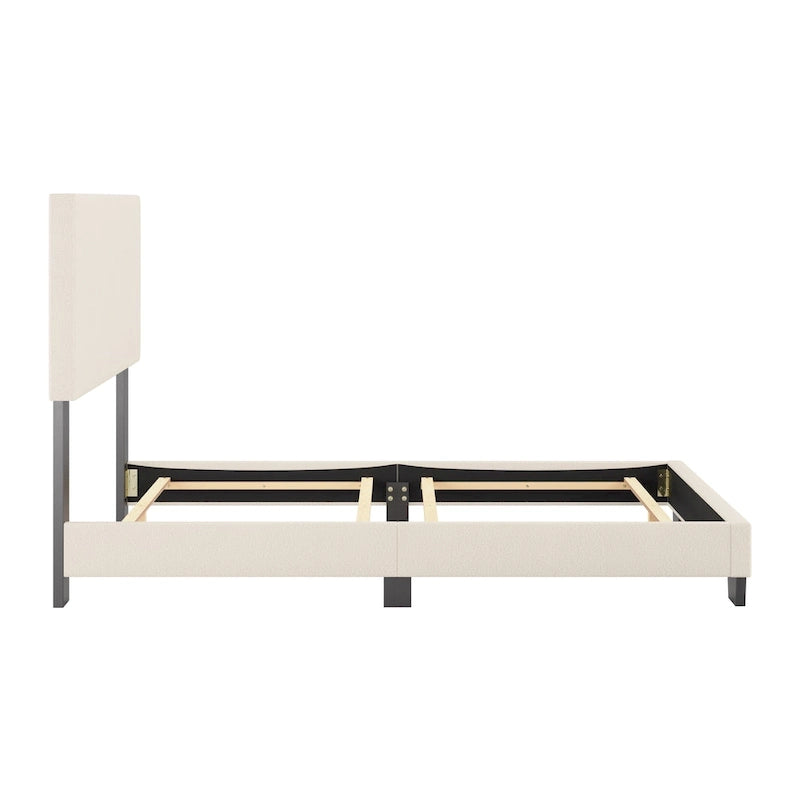 Lit Nova capitonné en boucle moderne, sommier requis