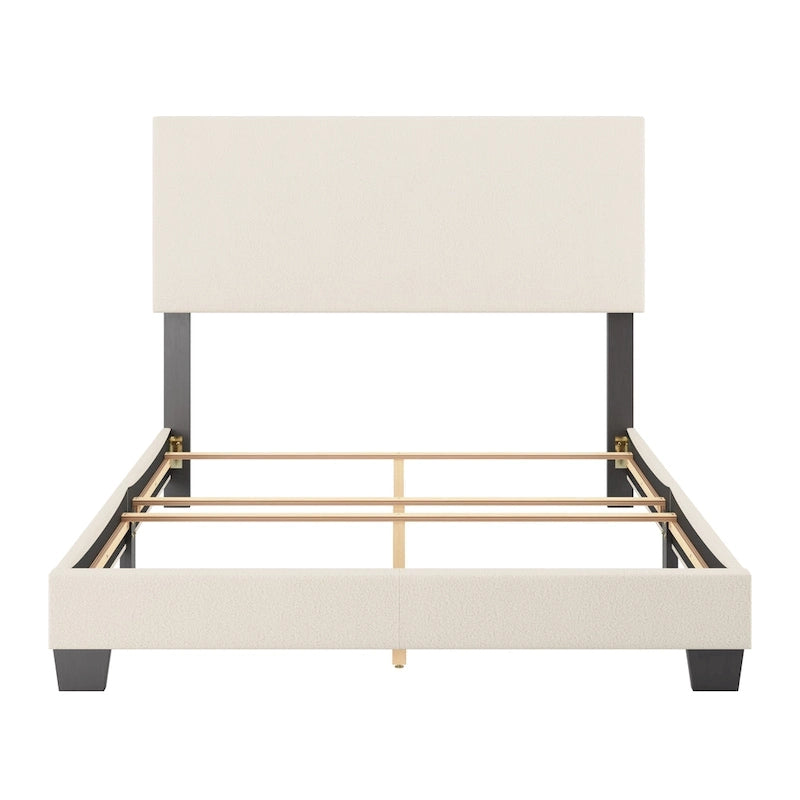 Lit Nova capitonné en boucle moderne, sommier requis