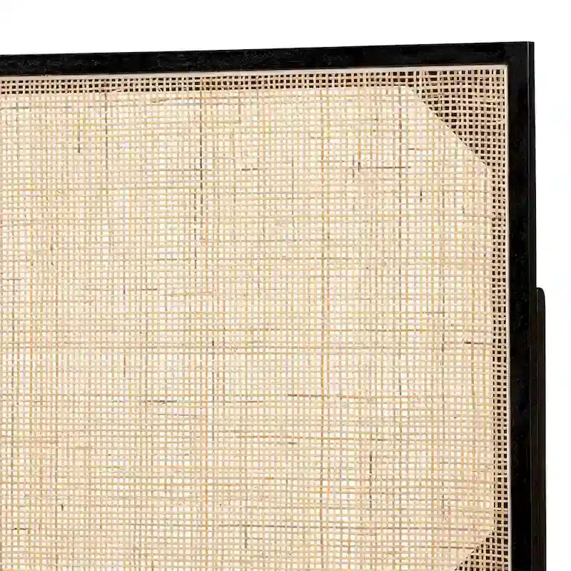 bali &amp; pari Tête de lit bohème moderne en bois de Bayur et rotin naturel Aurelia