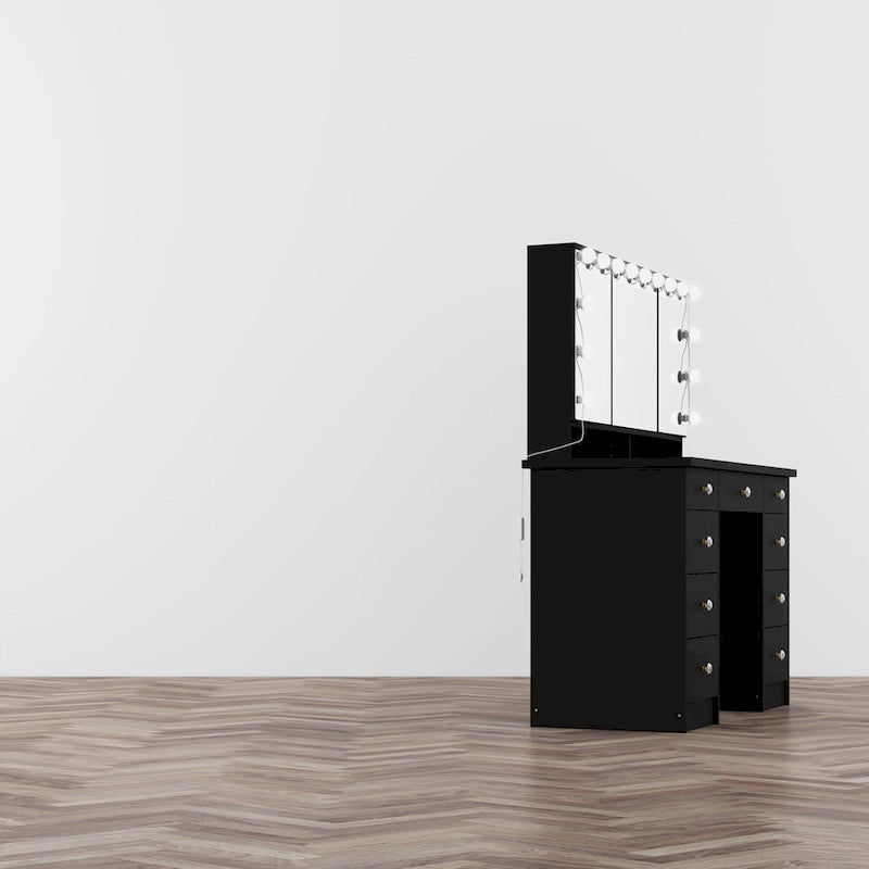 Coiffeuse de maquillage 40,2 W avec 3 miroirs pour l'habillage