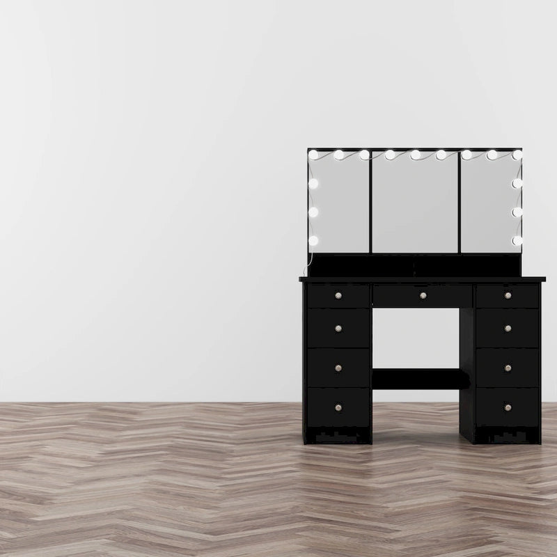 Coiffeuse de maquillage 40,2 W avec 3 miroirs pour l'habillage