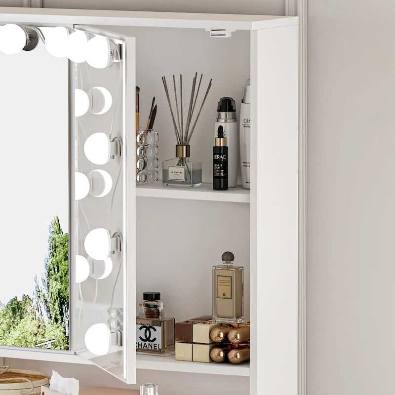 Coiffeuse de maquillage 40,2 W avec 3 miroirs pour l'habillage