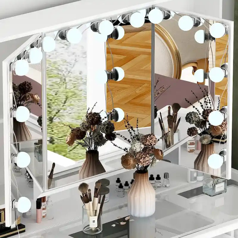 Coiffeuse de maquillage 40,2 W avec 3 miroirs pour l'habillage