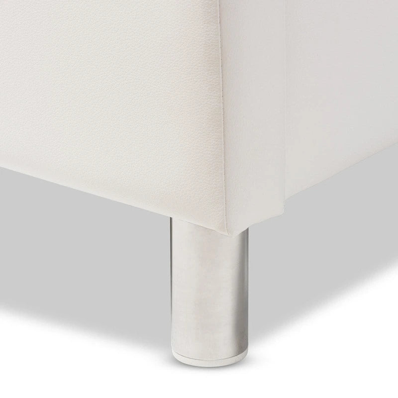 Lit moderne blanc Copper Grove French River avec tête de lit rembourrée