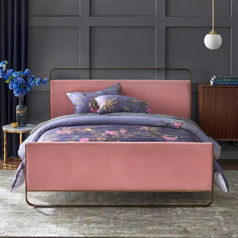 Angelo:ACCUEIL Lit plateforme rembourré Doreen pour lit queen