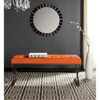 Banc capitonné gris moderne et glamour SAFAVIEH Lorayne - 43 cm (L) x 18 cm (P) x 18 cm (H)