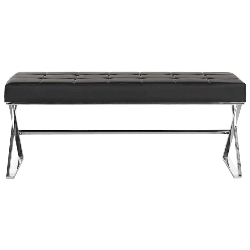Banc capitonné gris moderne et glamour SAFAVIEH Lorayne - 43 cm (L) x 18 cm (P) x 18 cm (H)