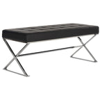 Banc capitonné gris moderne et glamour SAFAVIEH Lorayne - 43 cm (L) x 18 cm (P) x 18 cm (H)