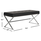 Banc capitonné gris moderne et glamour SAFAVIEH Lorayne - 43 cm (L) x 18 cm (P) x 18 cm (H)