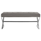 Banc capitonné gris moderne et glamour SAFAVIEH Lorayne - 43 cm (L) x 18 cm (P) x 18 cm (H)