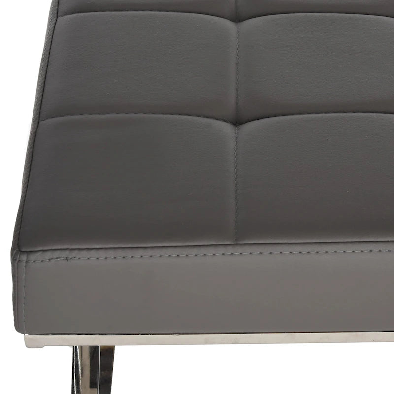 Banc capitonné gris moderne et glamour SAFAVIEH Lorayne - 43 cm (L) x 18 cm (P) x 18 cm (H)