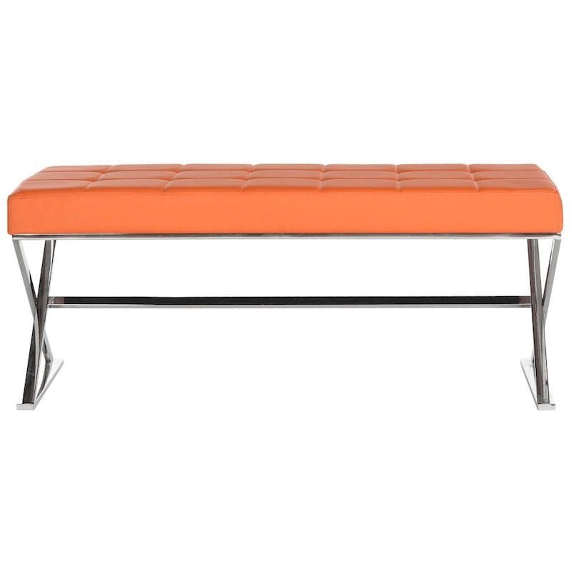 Banc capitonné gris moderne et glamour SAFAVIEH Lorayne - 43 cm (L) x 18 cm (P) x 18 cm (H)