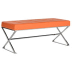 Banc capitonné gris moderne et glamour SAFAVIEH Lorayne - 43 cm (L) x 18 cm (P) x 18 cm (H)