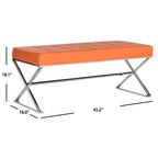 Banc capitonné gris moderne et glamour SAFAVIEH Lorayne - 43 cm (L) x 18 cm (P) x 18 cm (H)