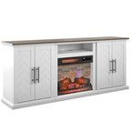 Meuble TV pour téléviseurs jusqu'à 80 pouces avec cheminée électrique et ports de chargement USB