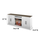 Meuble TV pour téléviseurs jusqu'à 80 pouces avec cheminée électrique et ports de chargement USB