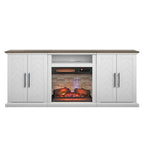 Meuble TV pour téléviseurs jusqu'à 80 pouces avec cheminée électrique et ports de chargement USB