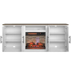 Meuble TV pour téléviseurs jusqu'à 80 pouces avec cheminée électrique et ports de chargement USB