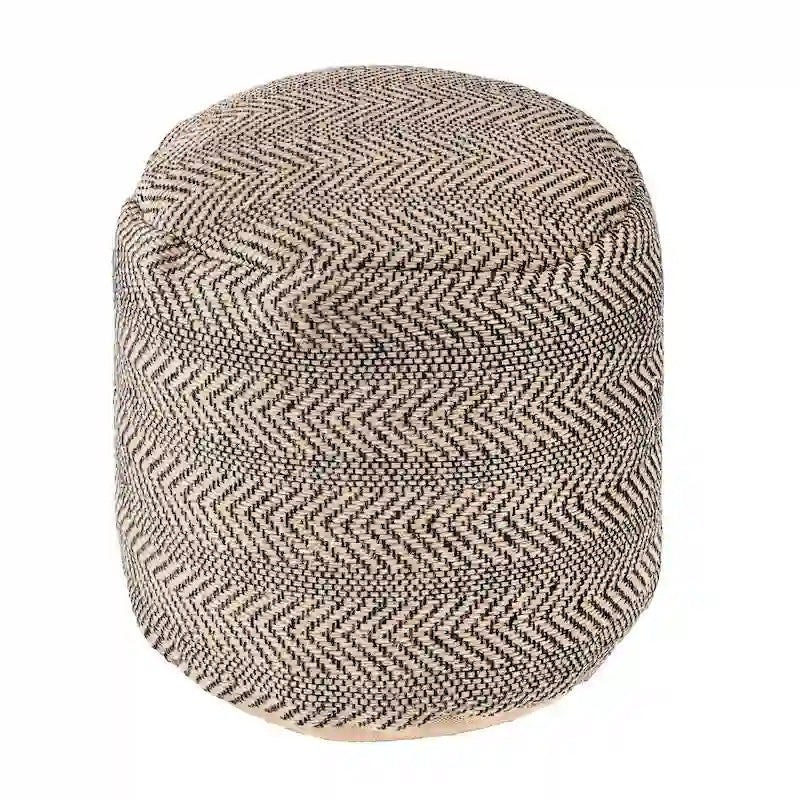 Pouf ottoman en jute tressé à chevrons Nuloom Exeter