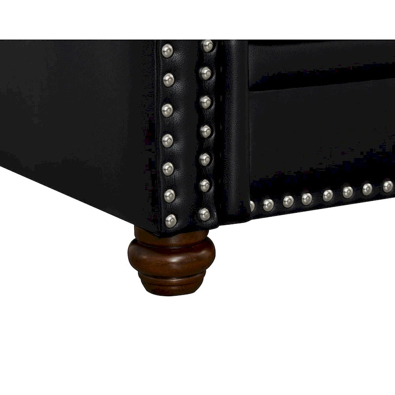 Canapé deux places de salon en similicuir noir