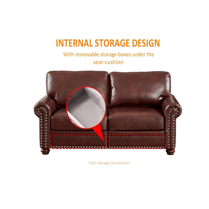 Canapé deux places de salon en similicuir noir