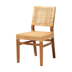 Lesia Bohemian Natural Rattan and Mahogany Wood Dining Chair