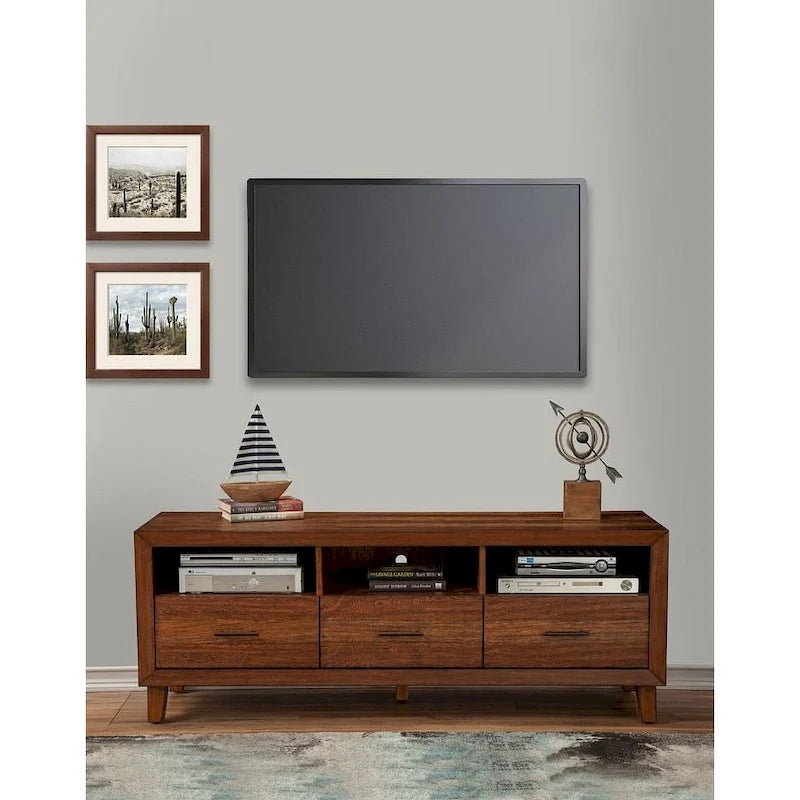 Origins by Alpine Trinidad Wood TV Console, Toffee (Brown)