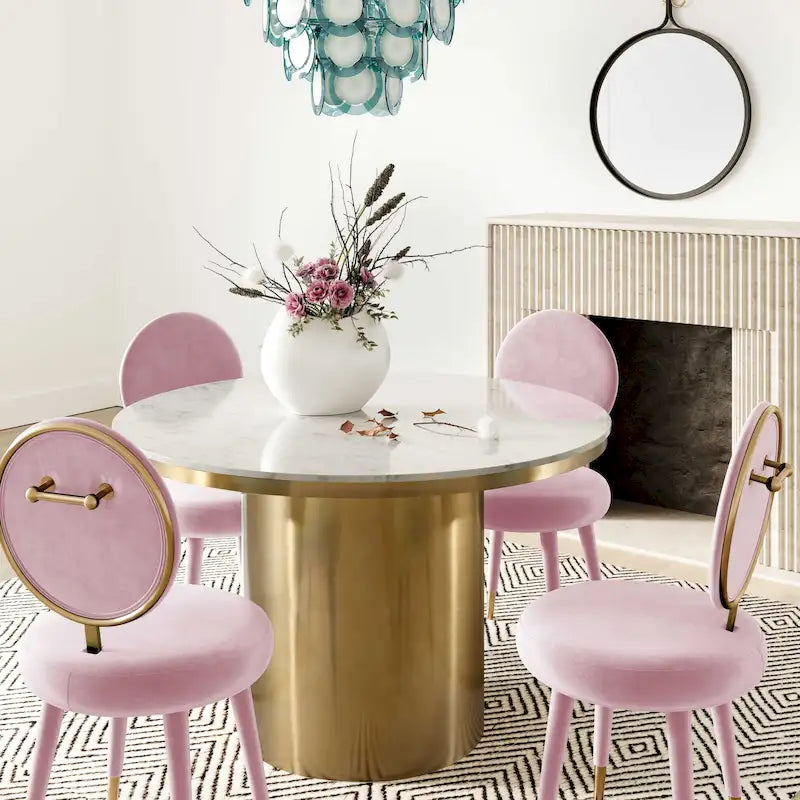 Chaise de salle à manger Kylie ovale sans accoudoirs en velours