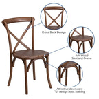 Ensemble table de ferme pliante rustique 9' x 40 avec 10 chaises à dossier croisé et coussins